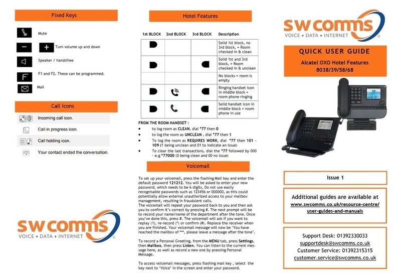 SW Comms Alcatel OXO 8038 Instruction manual
