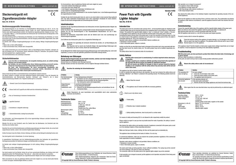 Conrad 51 05 18 operating instructions
