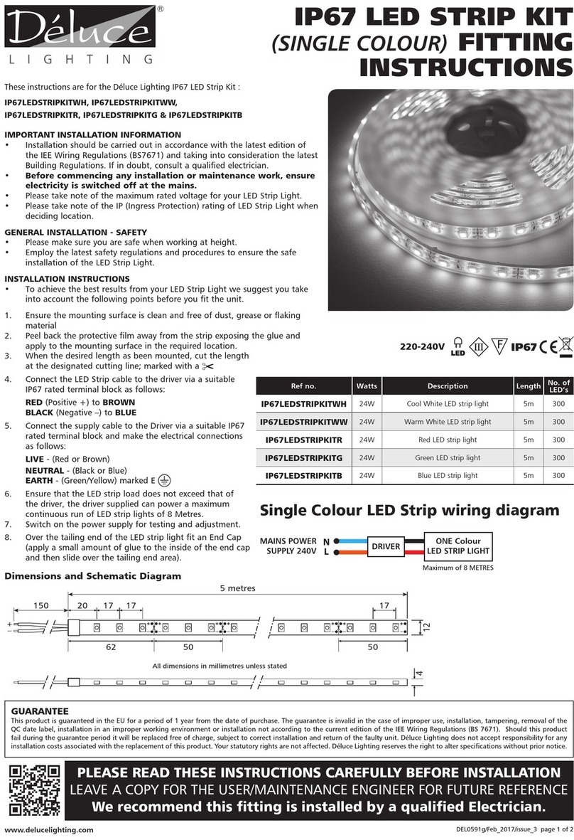 Deluce Lighting IP67LEDSTRIPKITWH Fitting instructions