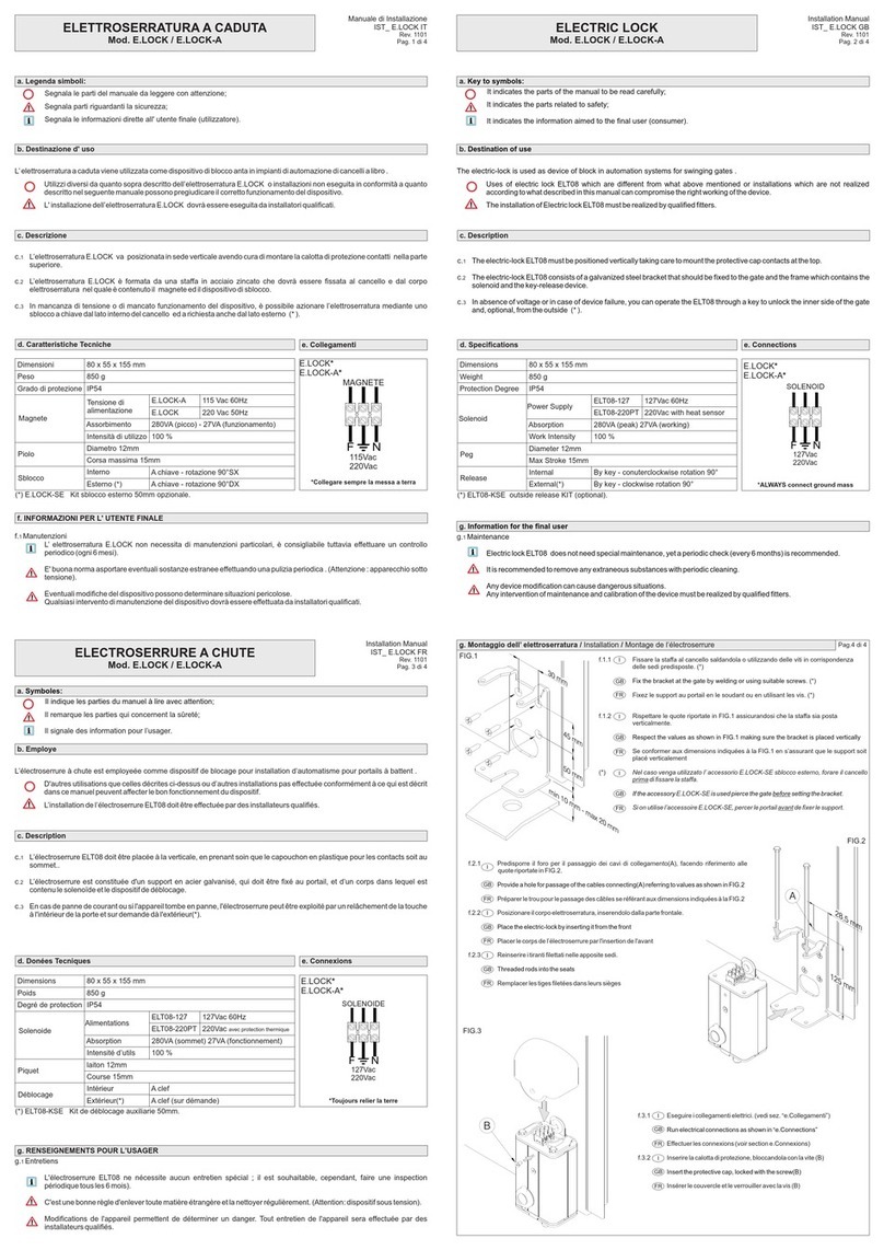 Beninca E.LOCK installation manual