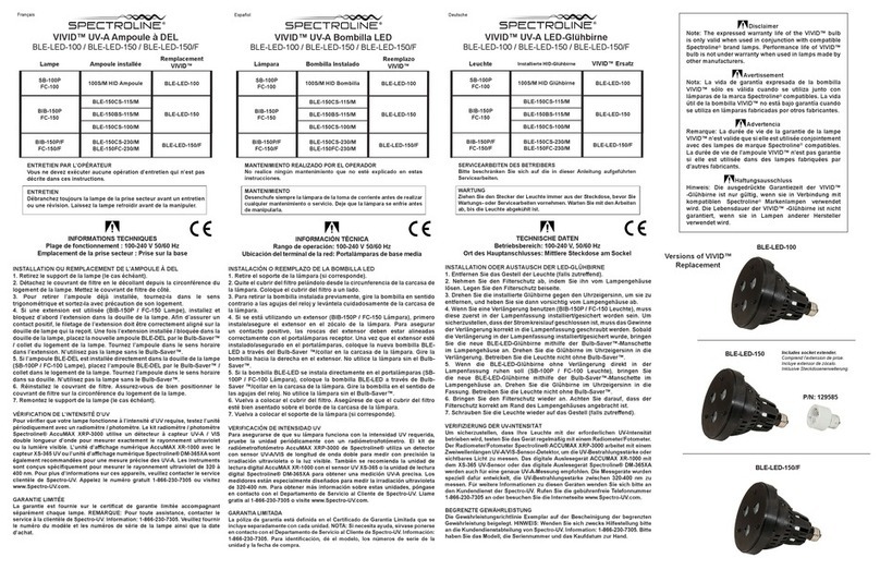 Spectro-UV Spectroline Vivid BLE-LED-100 User manual