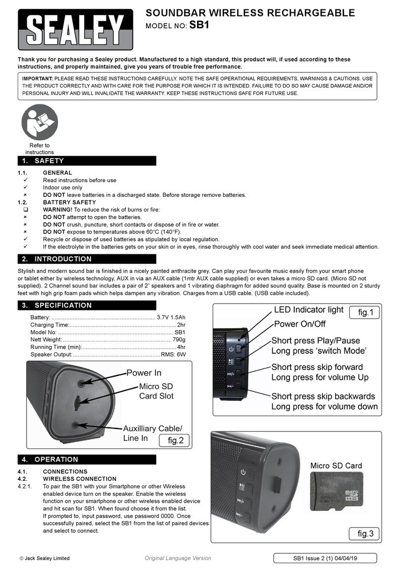 Sealey SB1 Quick start quide