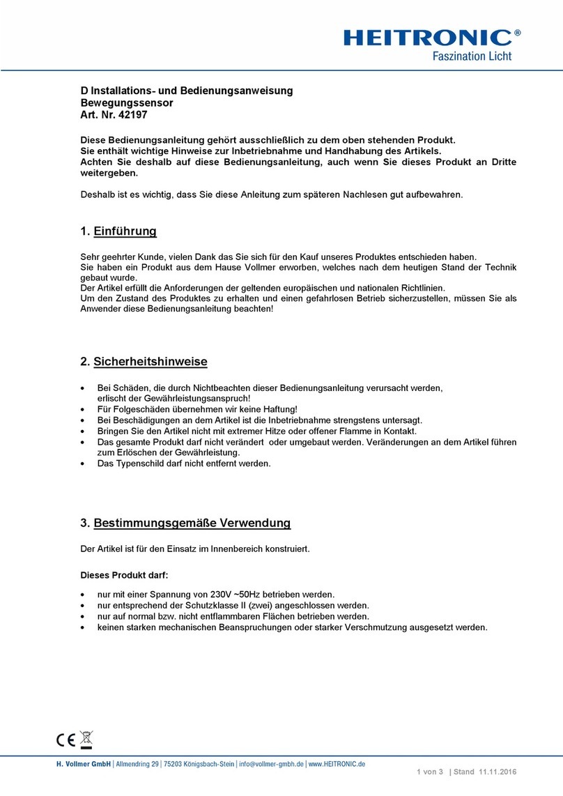 Heitronic 42197 Installation and operating instructions