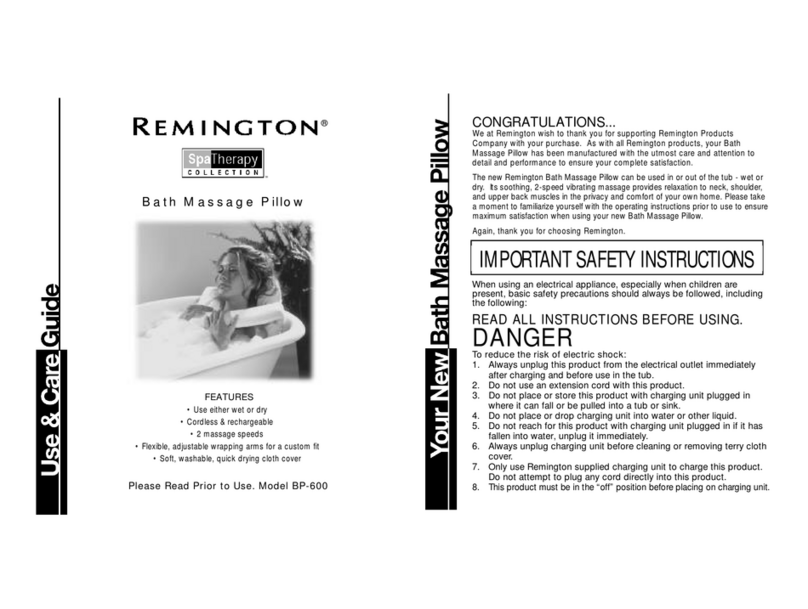 Remington SpaTherapy BP-600 Use & care guide