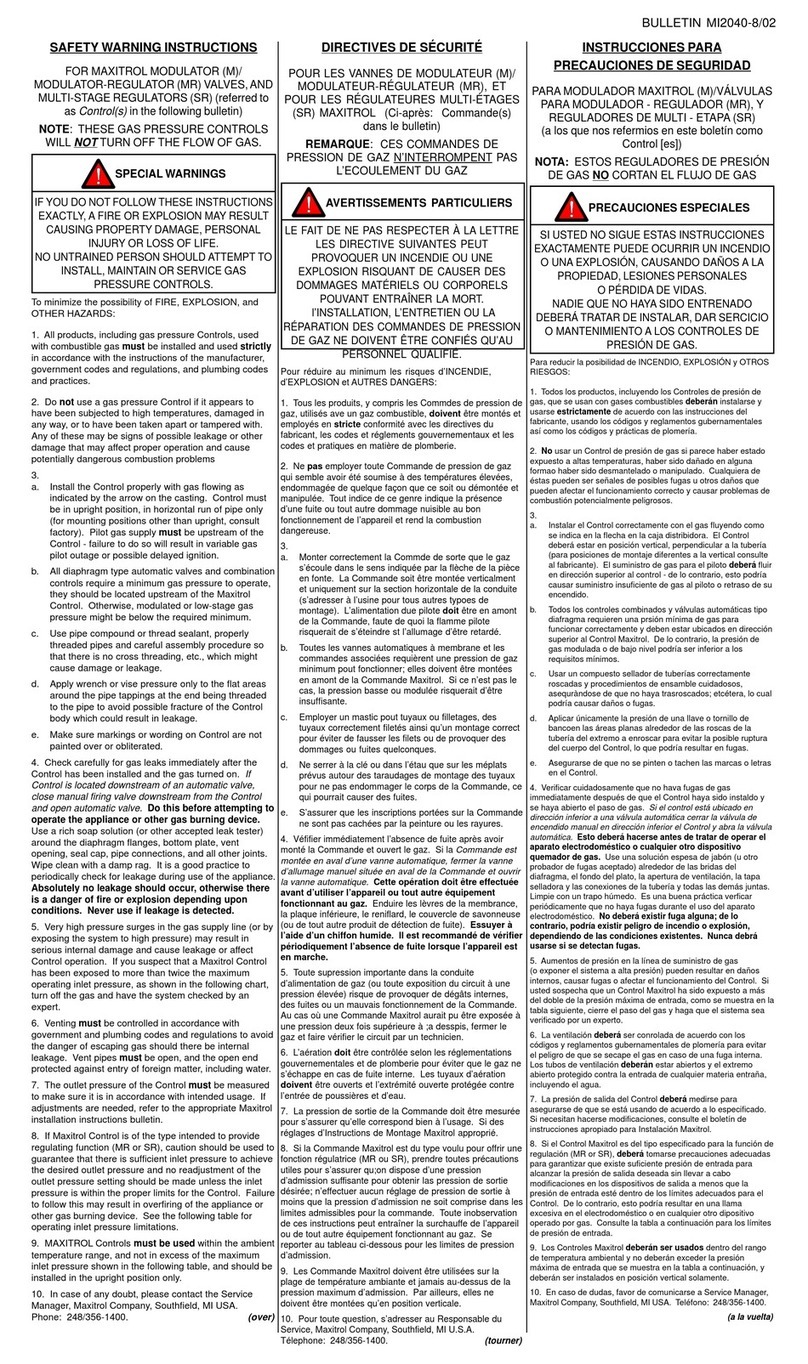 Maxitrol M411 User manual