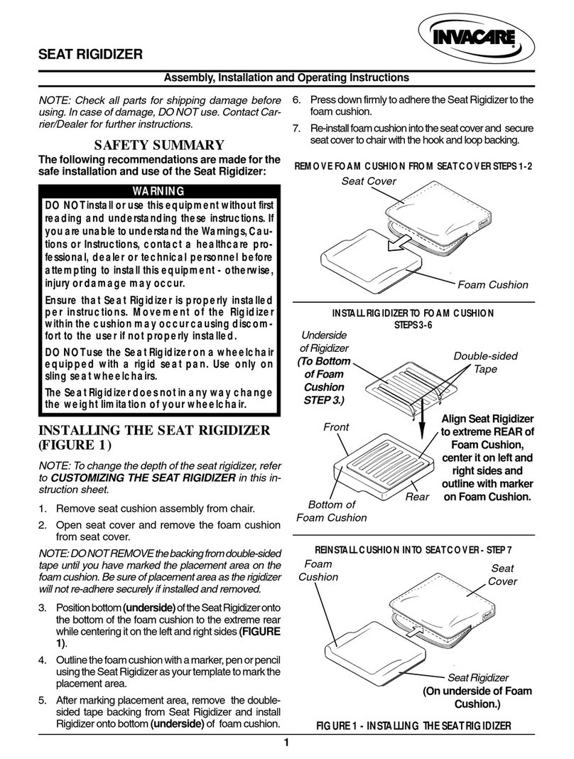 Invacare SEAT RIGIDIZER Assembly instructions