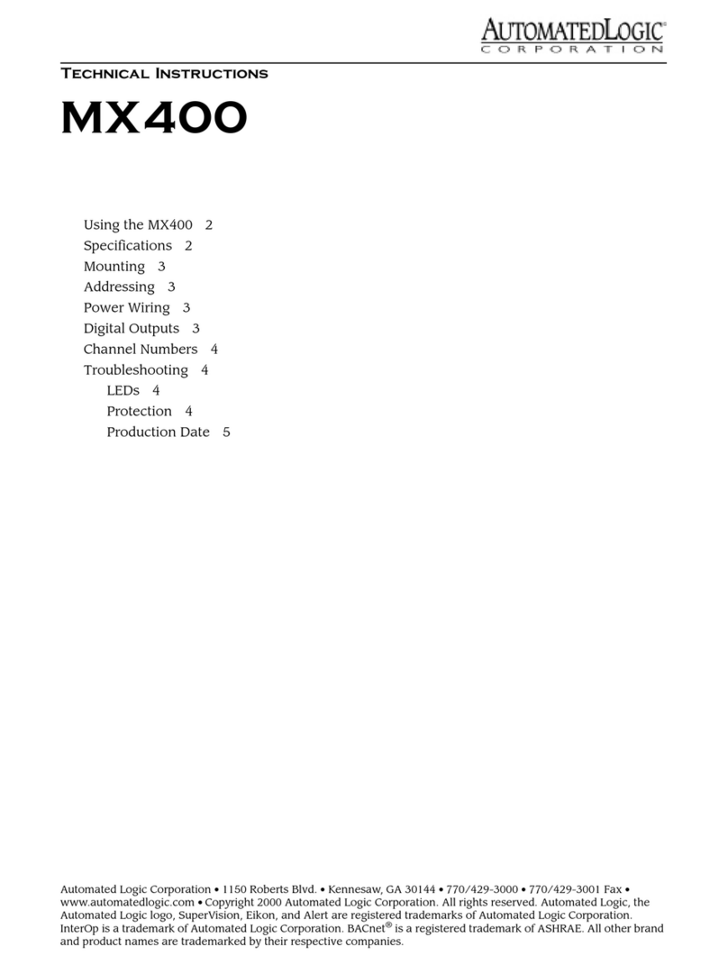 Automated Logic MX400 Owner's manual