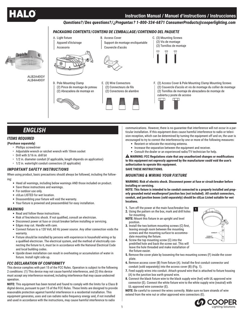 Cooper HALO ALB2A40GY User manual