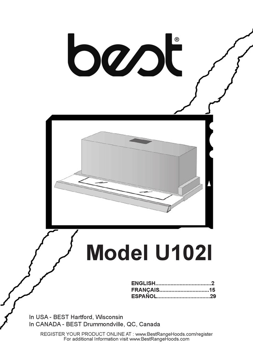 BEST Range Hoods U102I manual