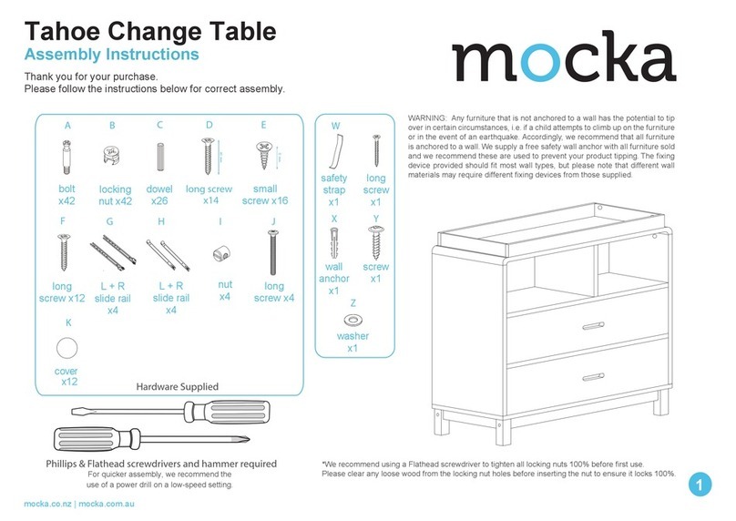 Mocka Tahoe Change Table User manual Mocka Tahoe Change Table User manual