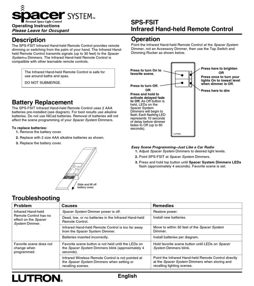 Lutron Electronics Spacer System SPS-FSIT User manual