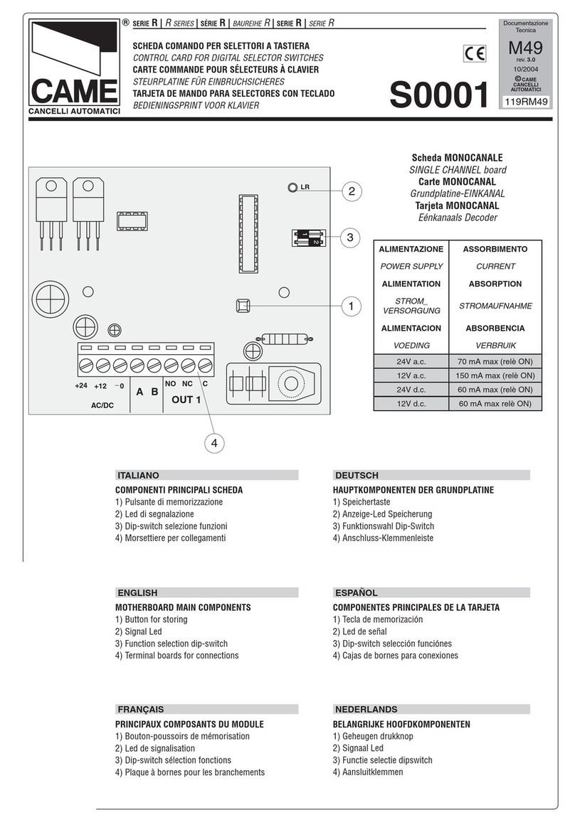 CAME S0001 User manual