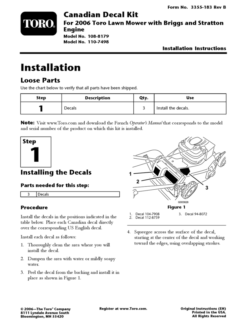 Toro 108-8179 installation instructions