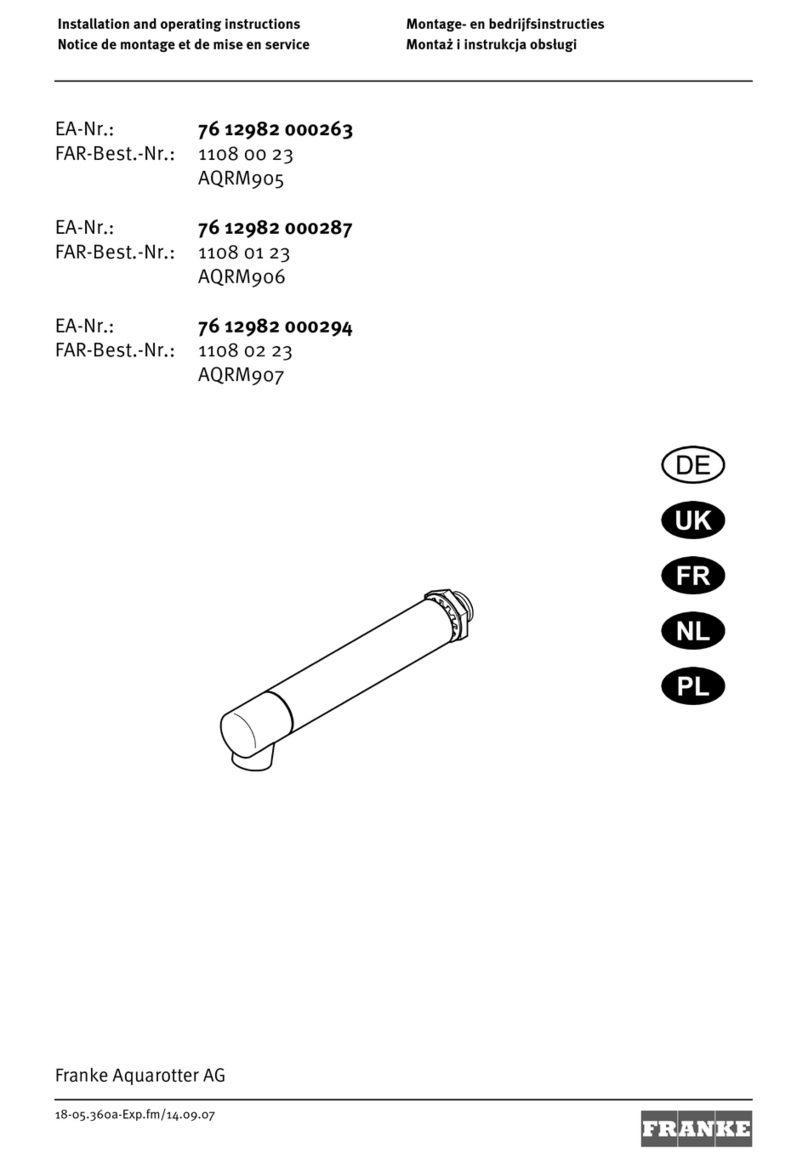 Franke AQRM905 Installation and operating instructions