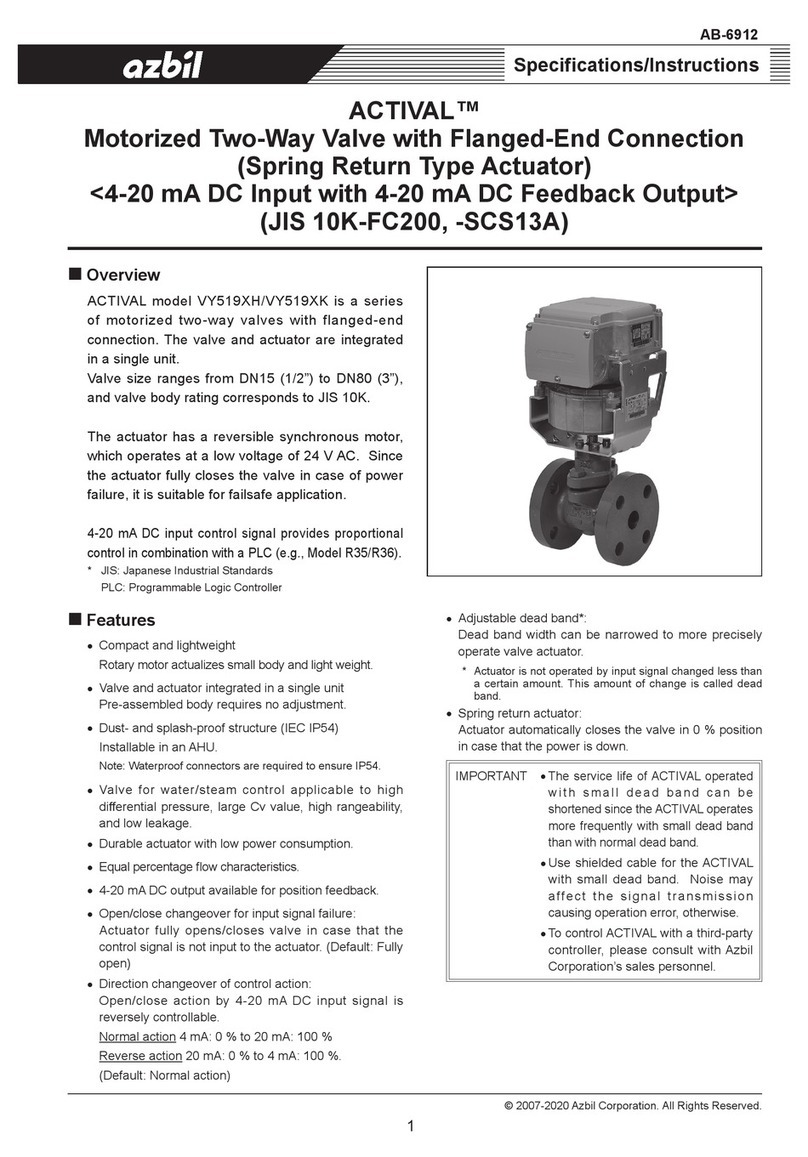 Azbil ACTIVAL VY519XH User manual