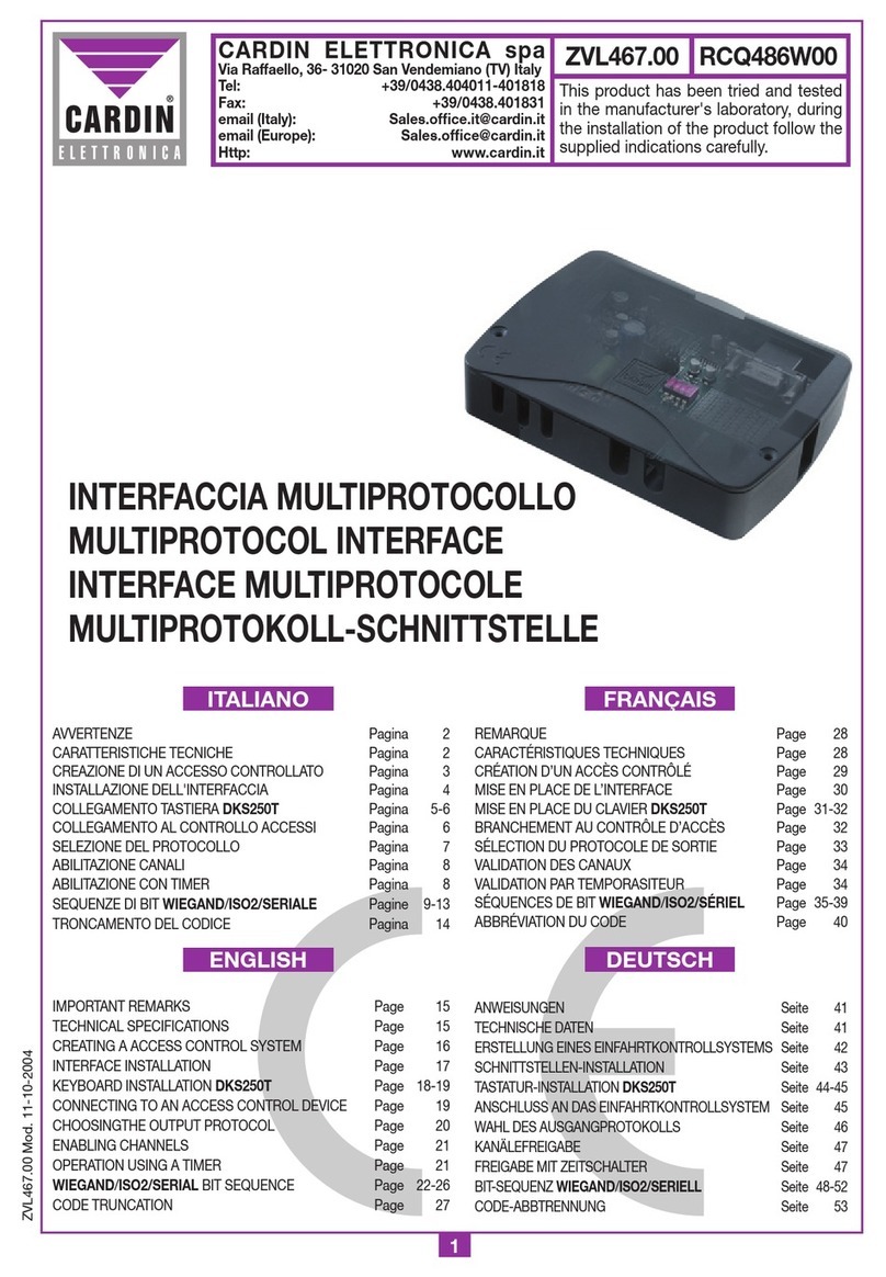 Cardin Elettronica RCQ486W00 manual
