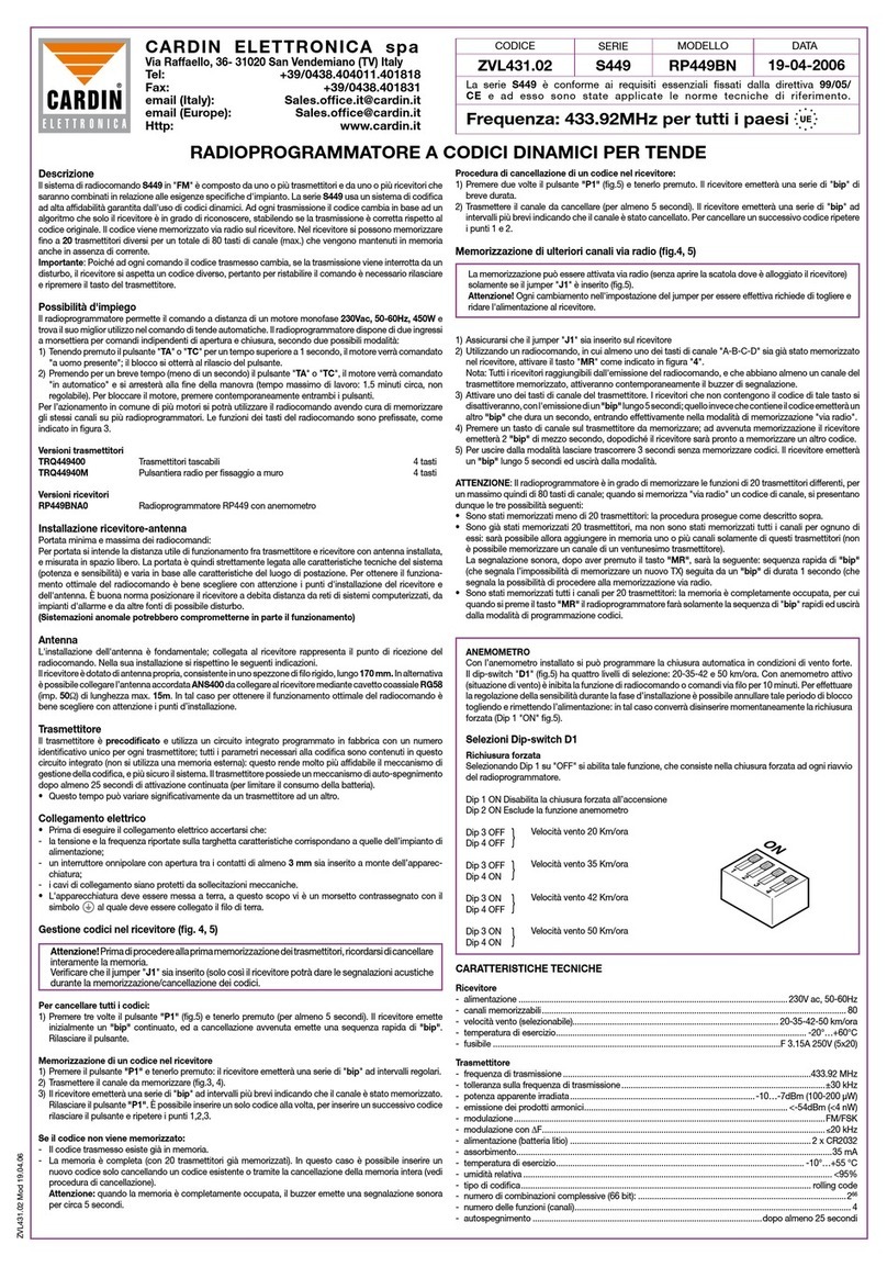 Cardin Elettronica S449 Series manual