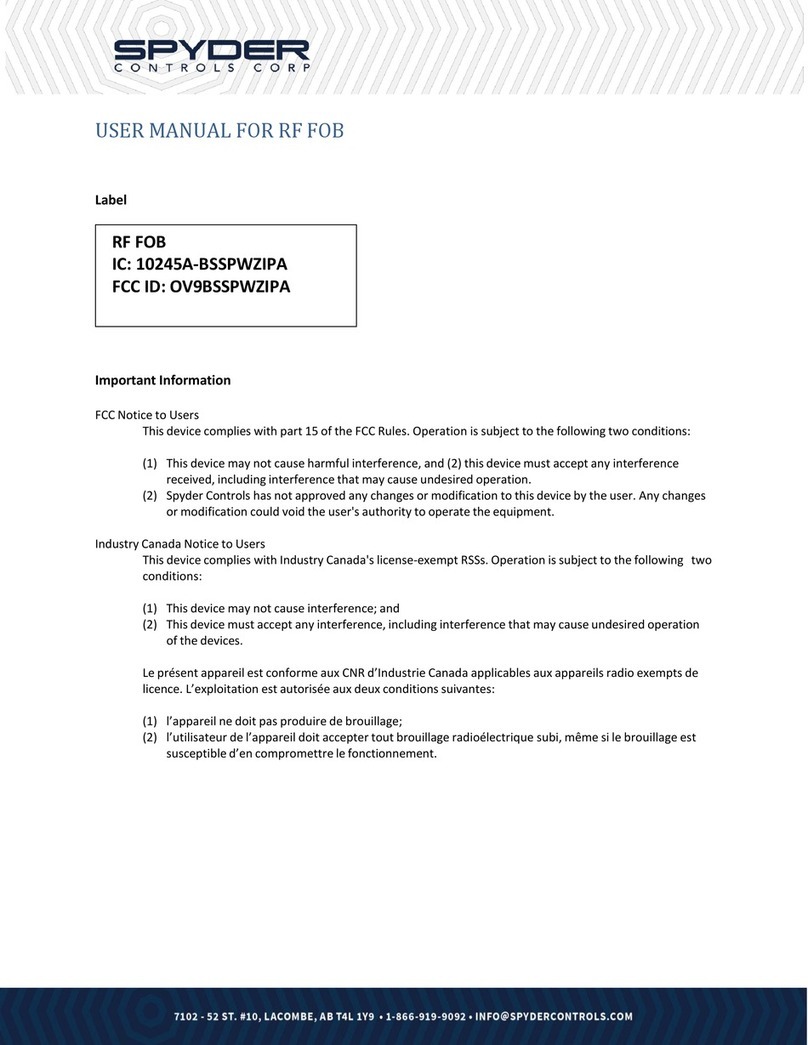 Spyder RF FOB user manual