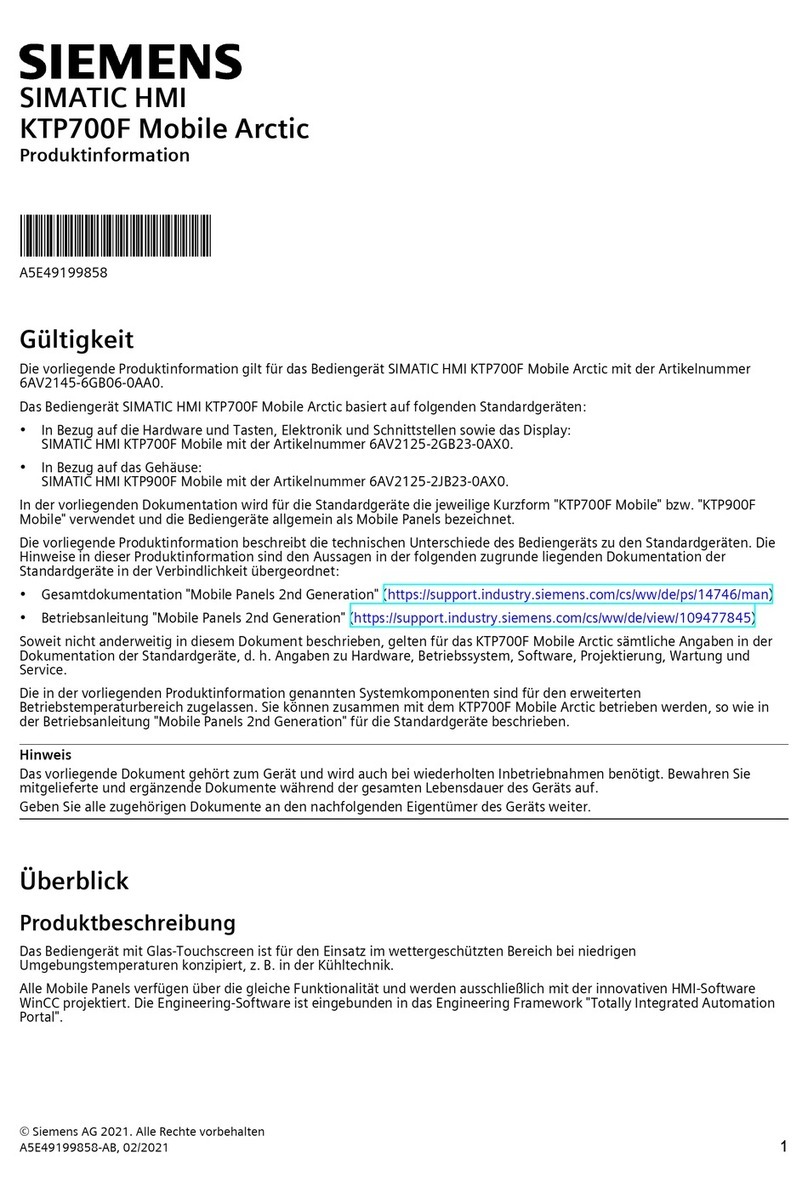 Siemens SIMATIC HMI KTP700F Mobile User manual Siemens SIMATIC HMI KTP700F Mobile User manual