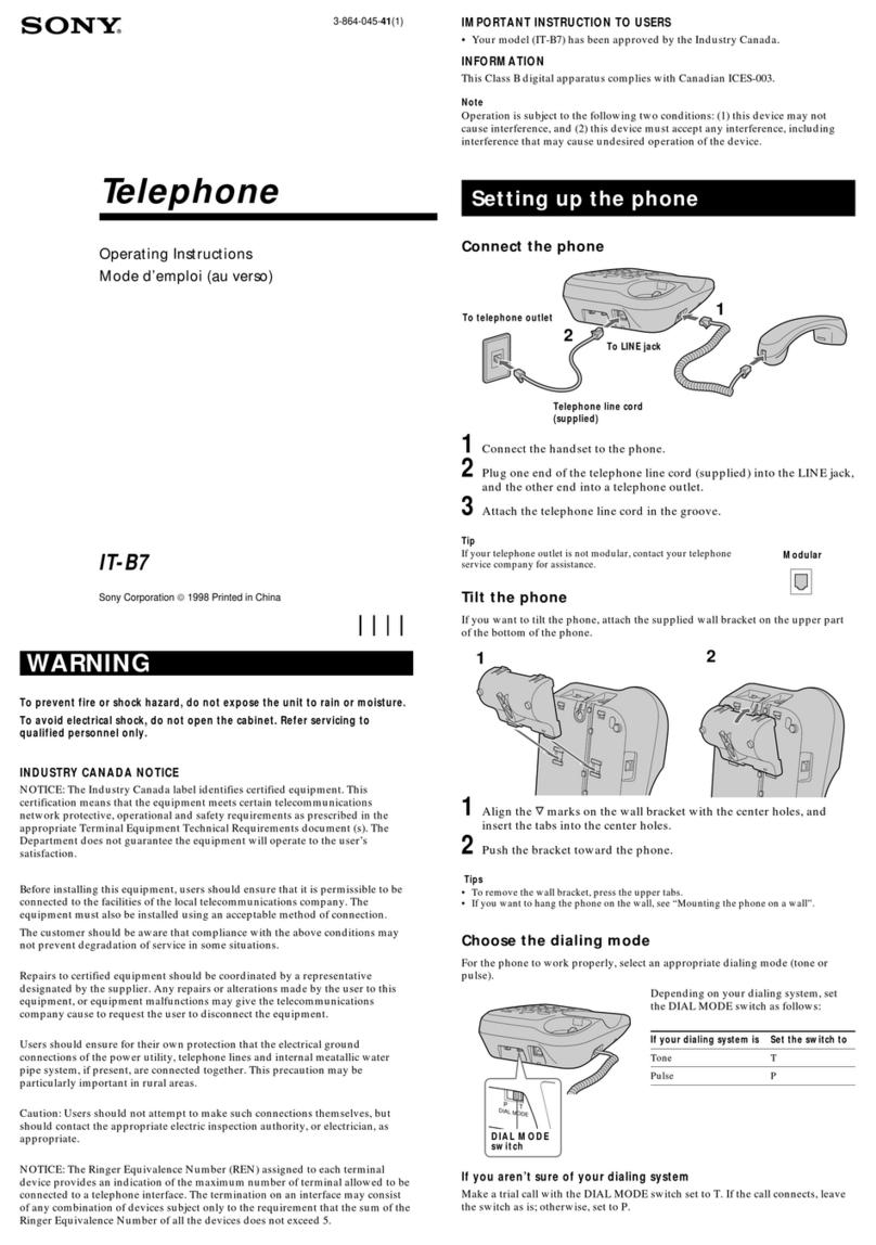 Sony IT-B7 - Telephone User manual Sony IT-B7 - Telephone User manual