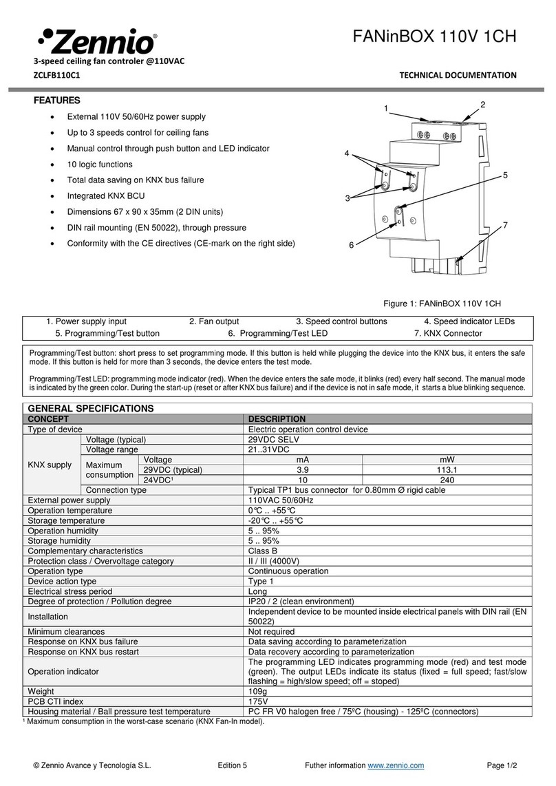 Zennio FANinBOX 110V 1CH Technical documentation