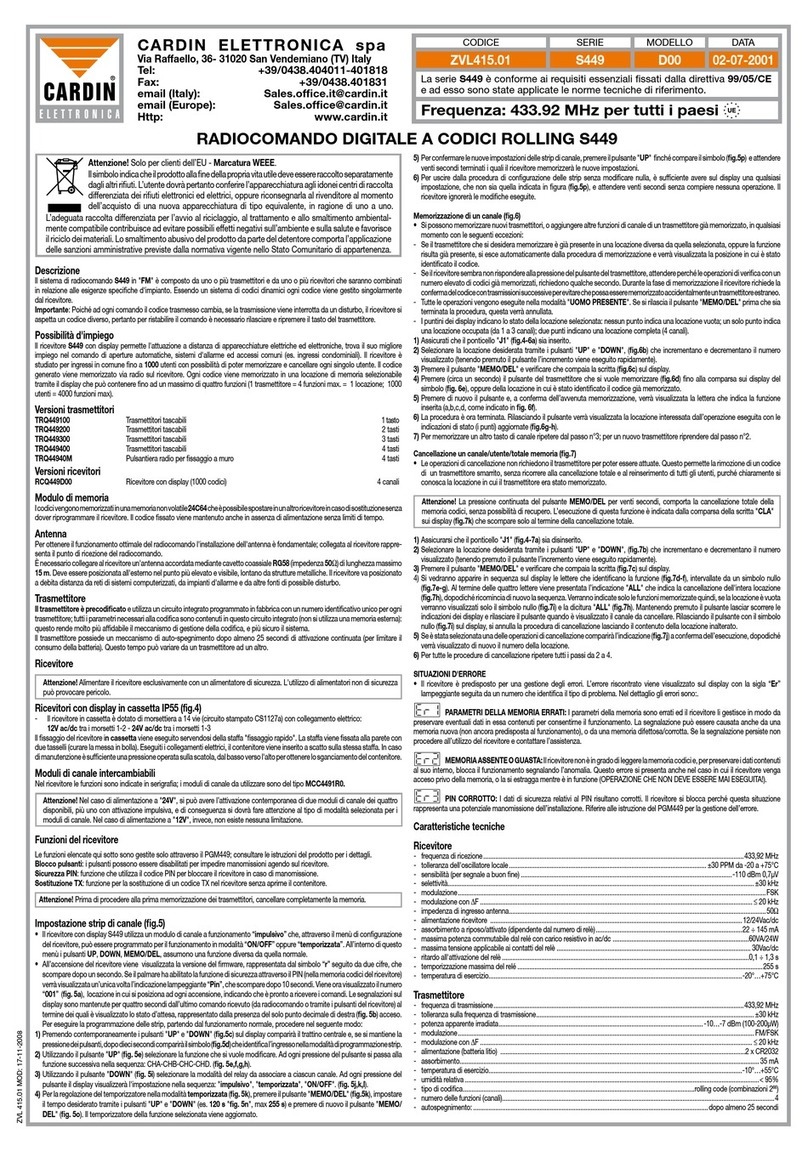 Cardin Elettronica S449 Series manual