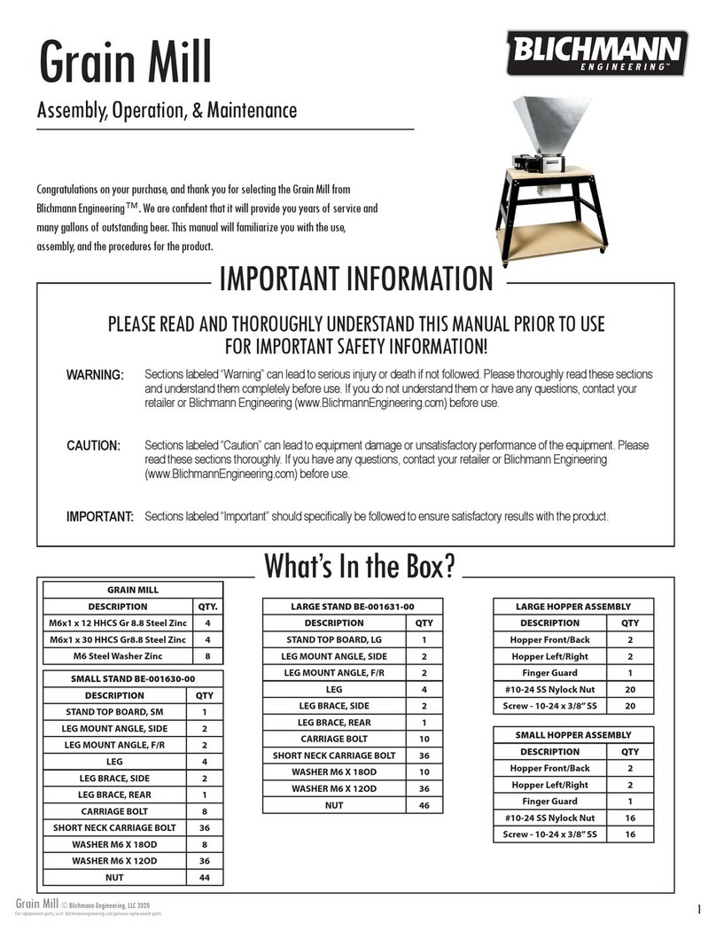 Blichmann Engineering Grain Mill Installation instructions