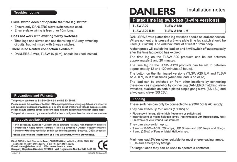 DANLERS TLSW A20 Installation notes DANLERS TLSW A20 Installation notes