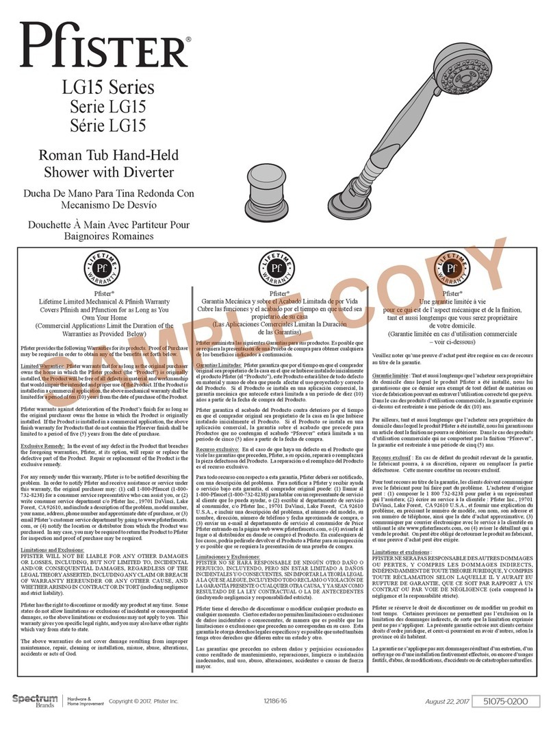 Spectrum Brands Pfister LG15 Series instructions Spectrum Brands Pfister LG15 Series instructions