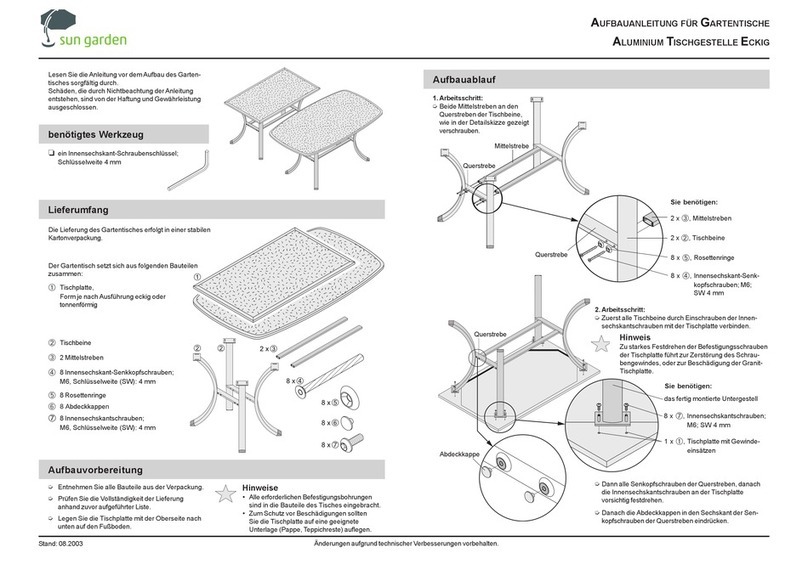sun garden ALUMINIUM TABLE FRAME RECTANGULAR User manual
