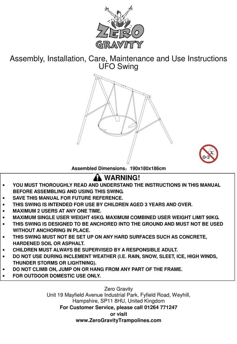 ZERO GRAVITY UFO Assembly, Installation, Care, Maintenance, and Use Instructions