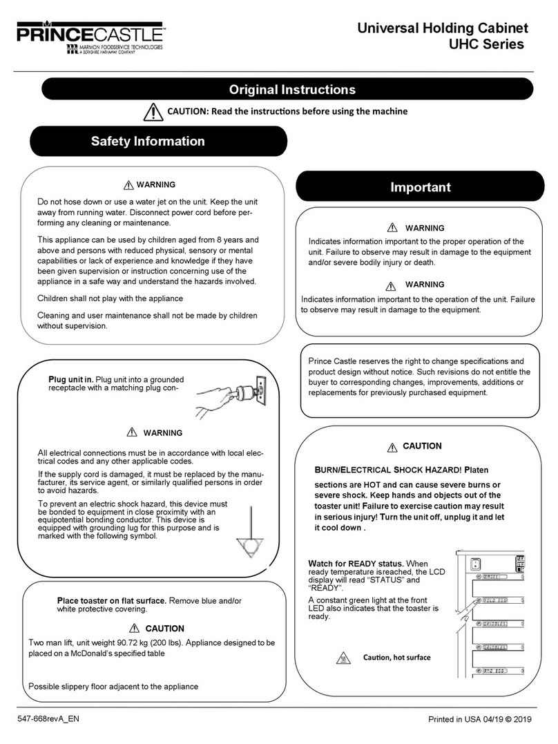 Prince Castle UHC Series User manual Prince Castle UHC Series User manual