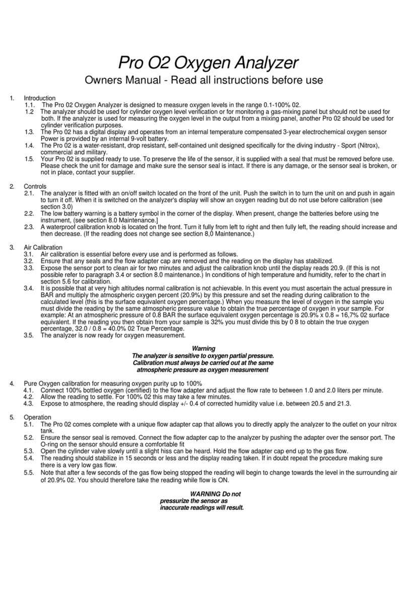 Nuvair Pro O2 alarm Analyzer User manual
