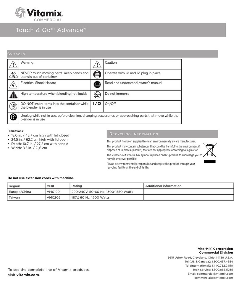 Vitamix Touch & Go Advance VM0199 manual Vitamix Touch & Go Advance VM0199 manual