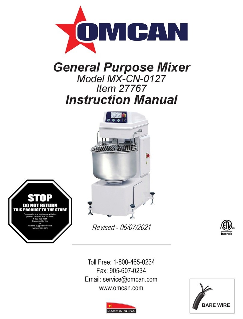 Omcan MX-CN-0127 User manual