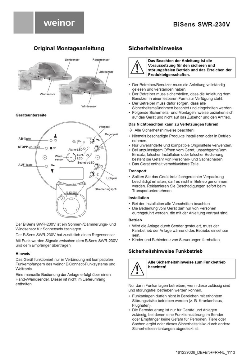 weinor BiSens SWR-230V installation instructions