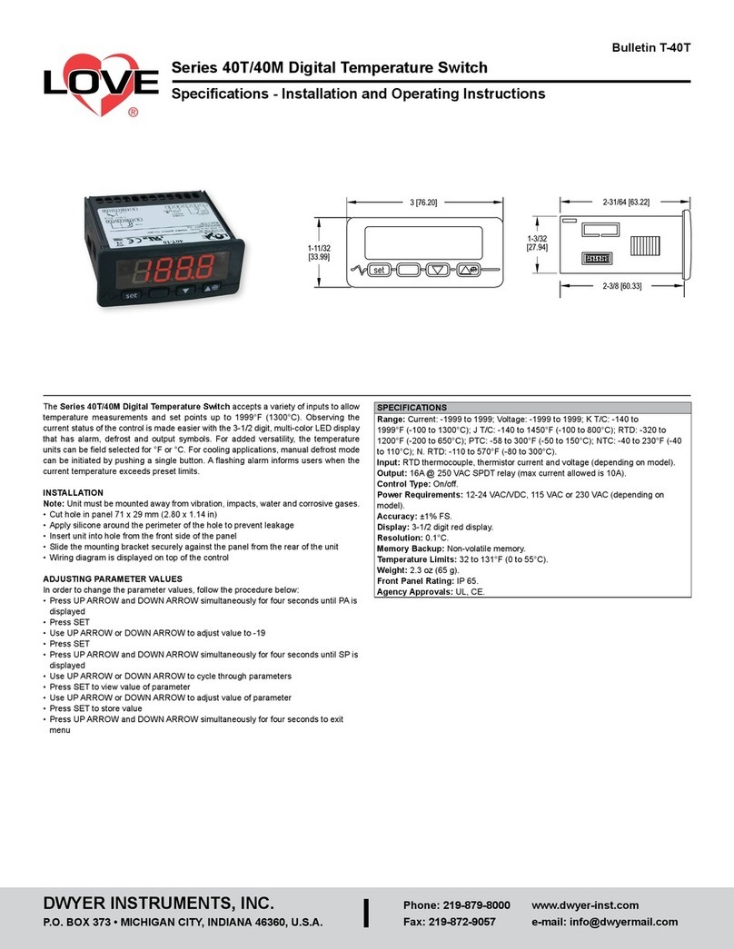 Dwyer Instruments Love 40T Series Installation and operating instructions