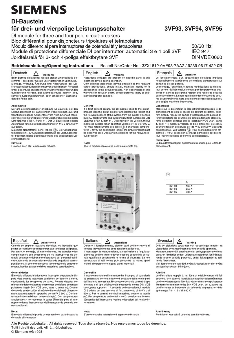 Siemens 3VF93 operating instructions