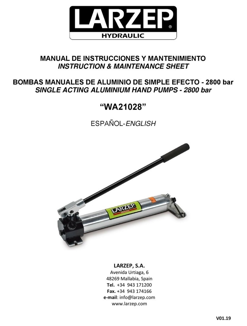 Larzep WA21028 INSTRUCTIONS & MAINTENANCE SHEET Larzep WA21028 INSTRUCTIONS & MAINTENANCE SHEET