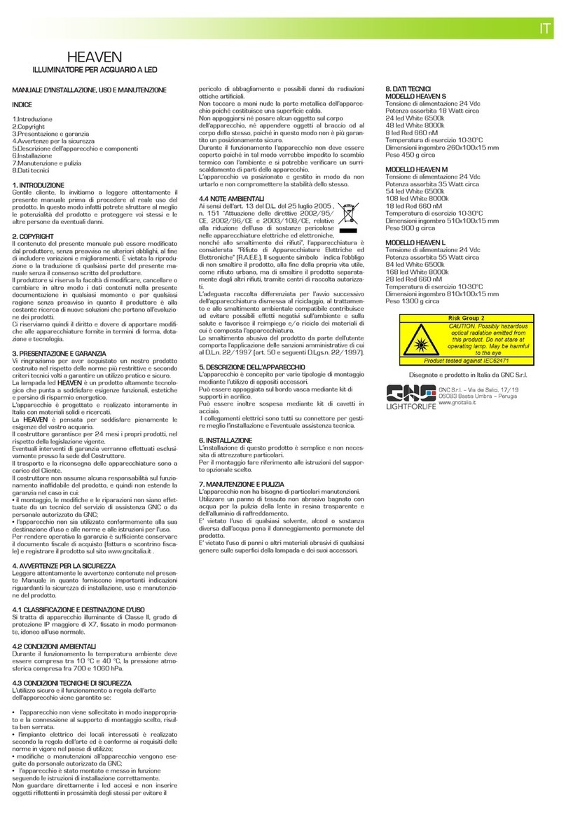 GNC HEAVEN S Installation operating & maintenance manual