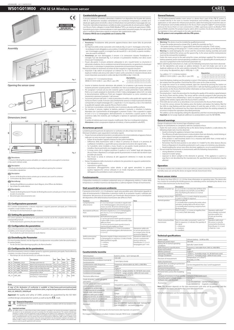 Carel WS01G01M00 User manual