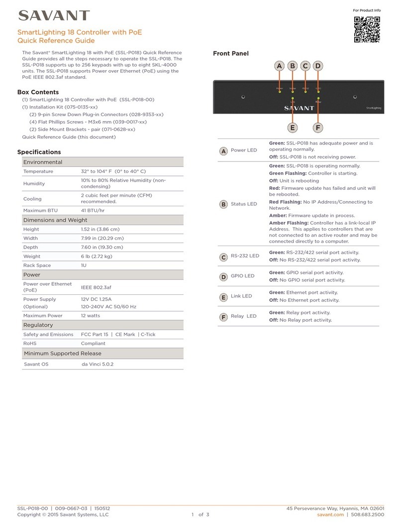 Savant SmartLighting 18 User manual