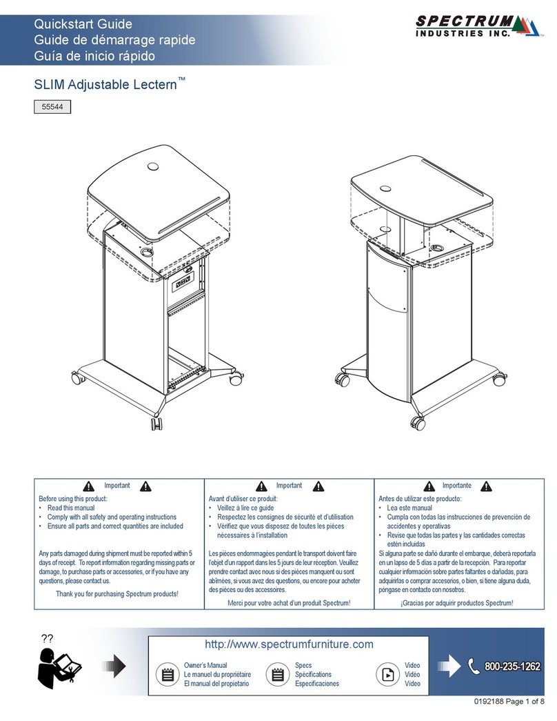 Spectrum Industries SLIM Adjustable Lectern 55544 quick start guide Spectrum Industries SLIM Adjustable Lectern 55544 quick start guide