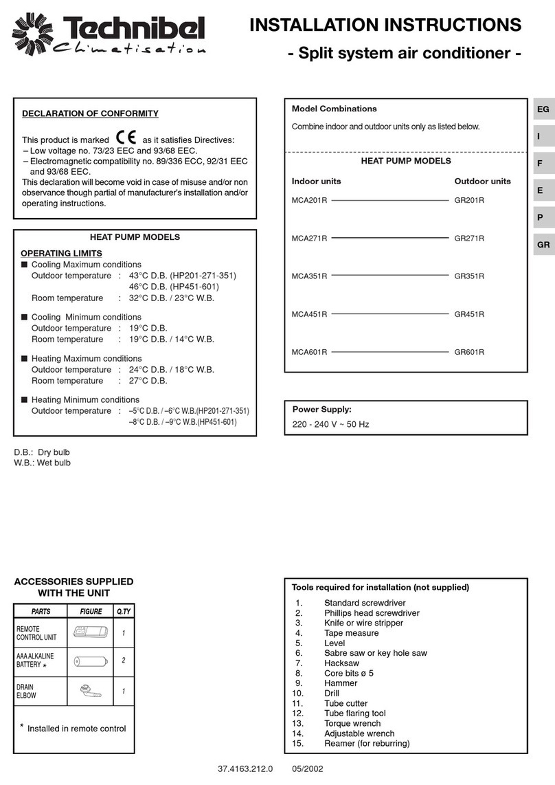 Technibel Climatisation MCA201R User manual