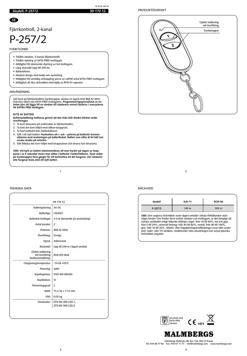 Malmbergs P-257/2 User manual