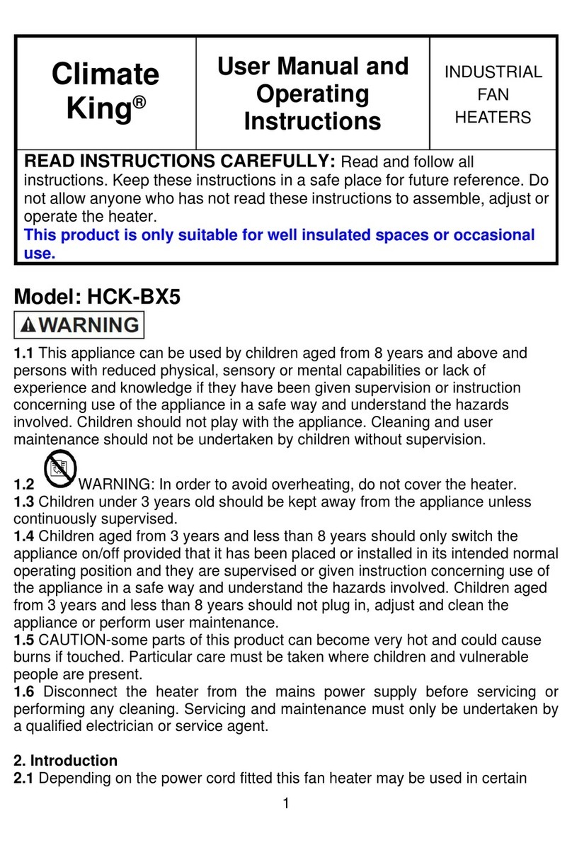 Climate King HCK-BX5 User's manual and operating instructions