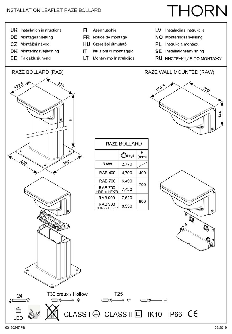 Thorn RAZE BOLLARD Series User manual