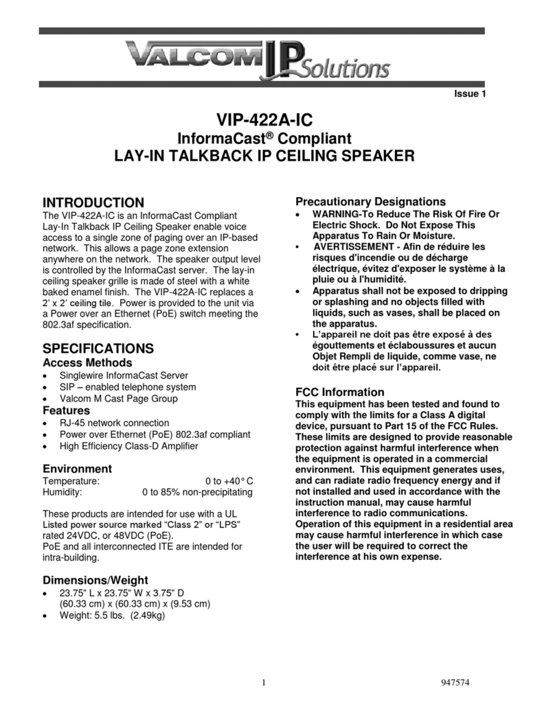 Valcom VIP-422A-IC User manual