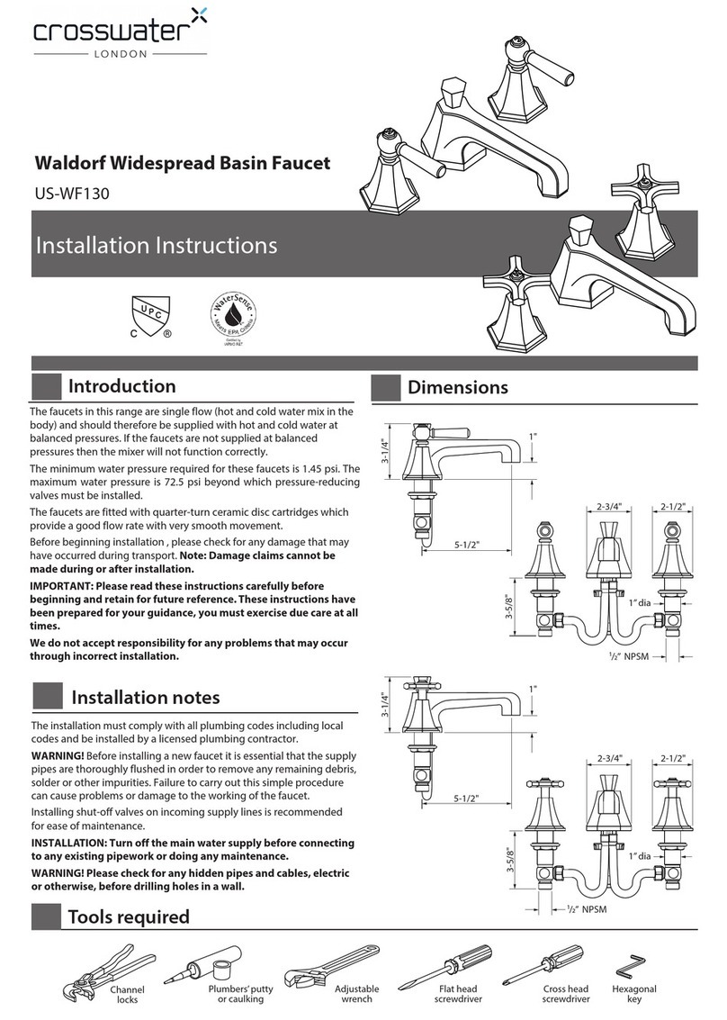 Crosswater Waldorf US-WF130 User manual Crosswater Waldorf US-WF130 User manual
