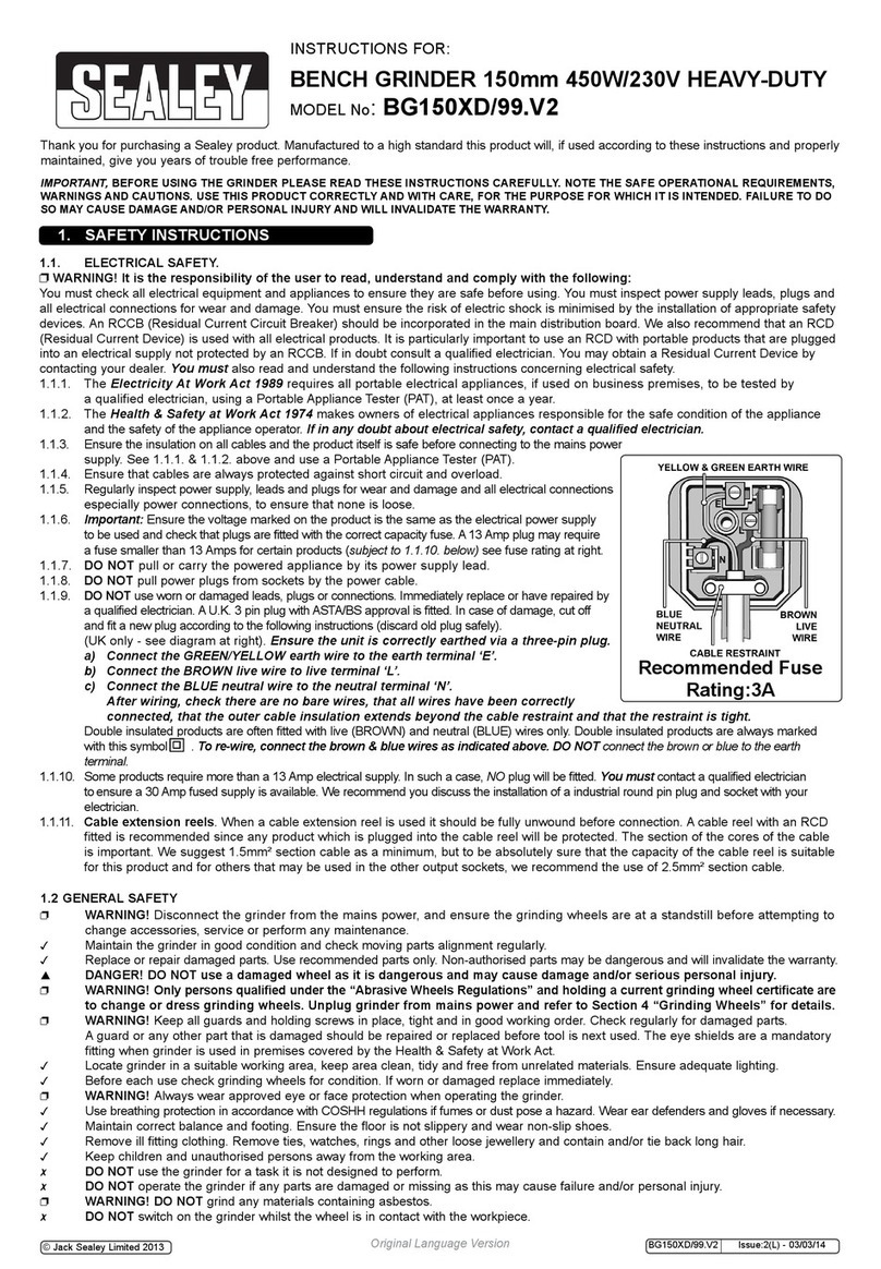 Sealey BG150XD/99.V2 User manual Sealey BG150XD/99.V2 User manual